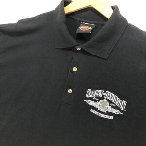 Harley Davidson Motorcycles Polo Shirt Black Embroidered Logo Biker‎